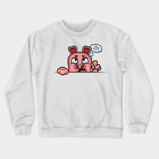 Pig Cartoon With Confused Face Expression Crewneck Sweatshirt